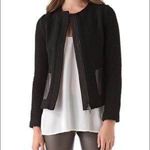 Vince Basket Weave Black Jacket leather pocket 10